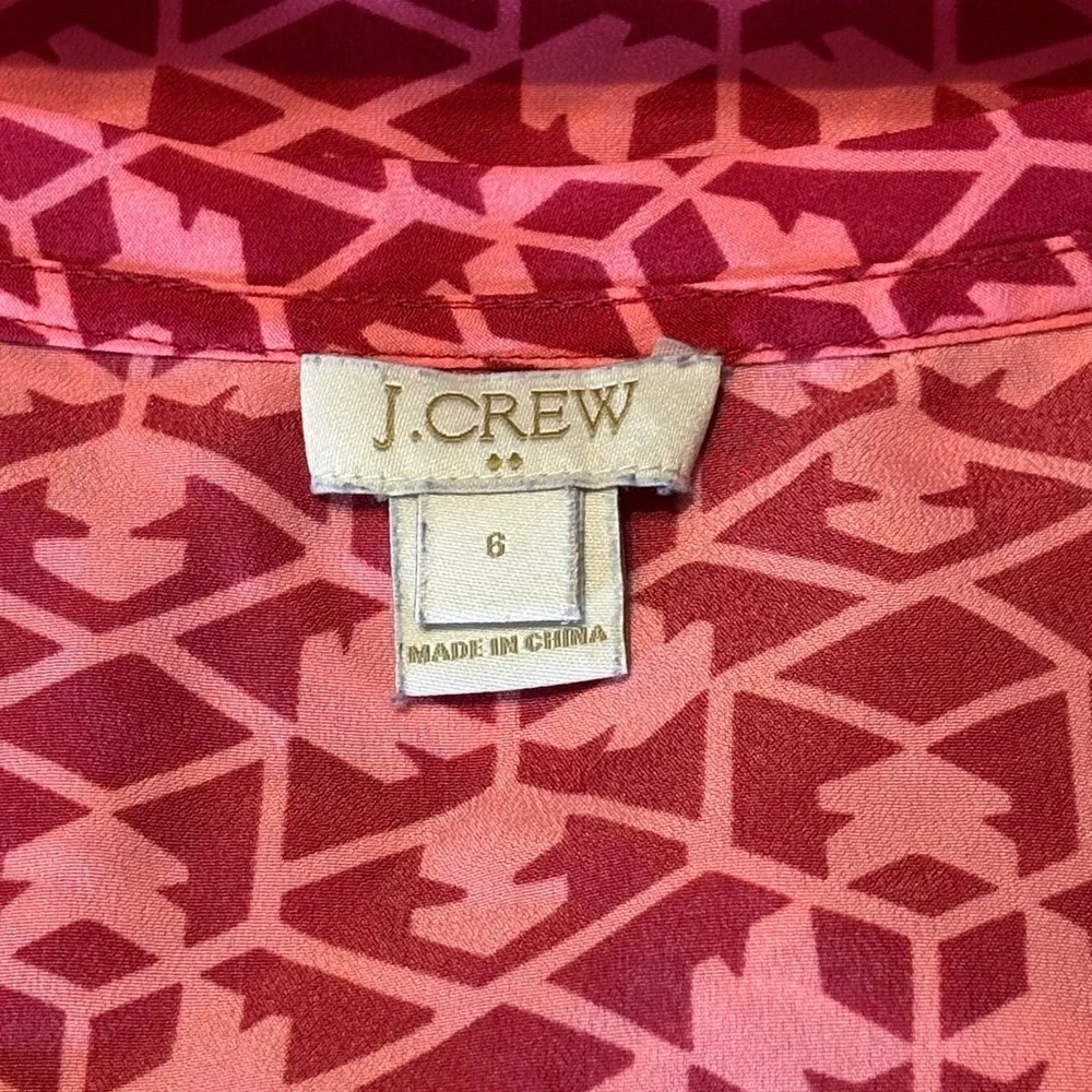 J. Crew Geometric Cap-Sleeve Blouse size 6